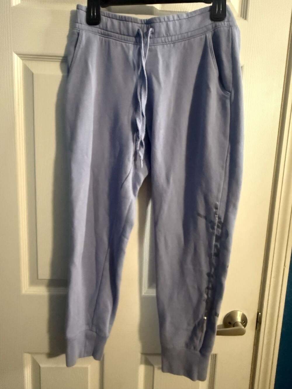 PINK Victoria's Secret Light Blue Jogger Sweatpants with Leg Logo Size M